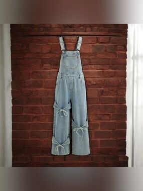 Bow-Knot Denim Overalls